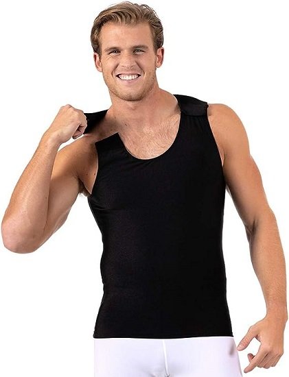 Mens Compression Tummy Control Tank with Velcro Shoulders Straps